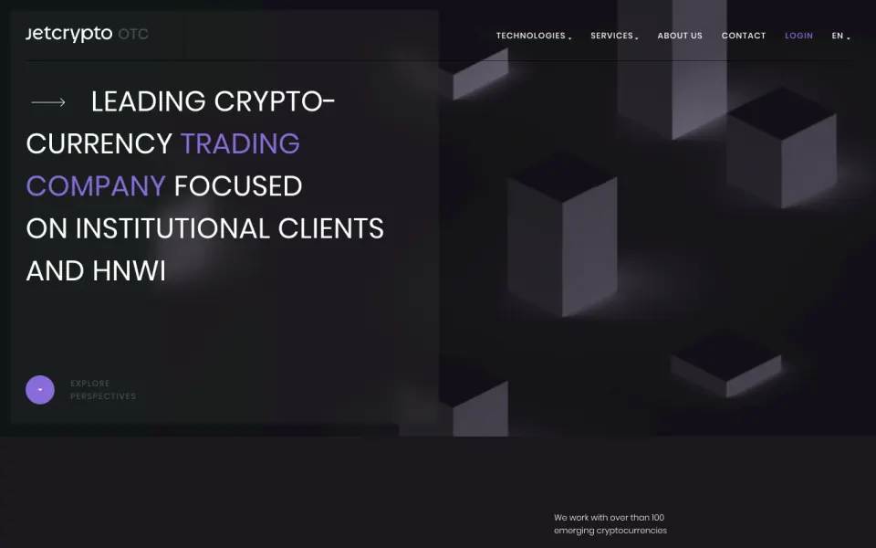 JetCrypto OTC website, first screen